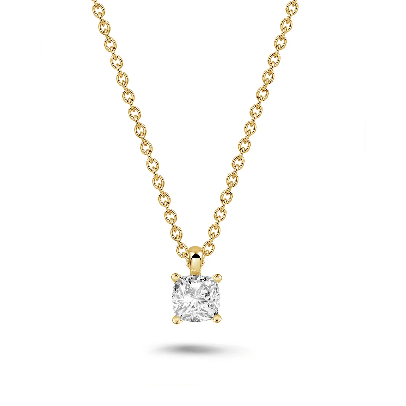 1.00 quilates colgante solitario diamante talla cojín en oro amarillo 