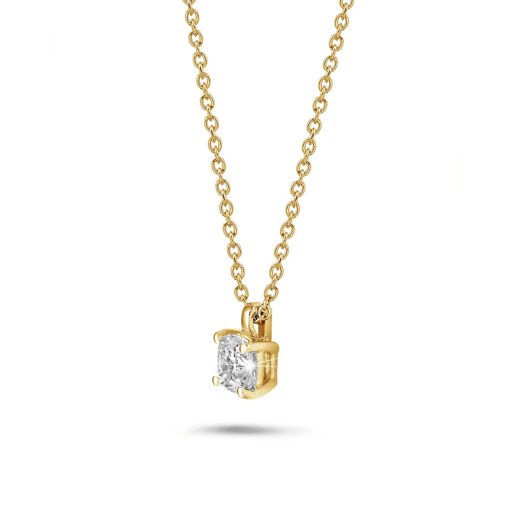 1.00 quilates colgante solitario diamante talla cojín en oro amarillo 