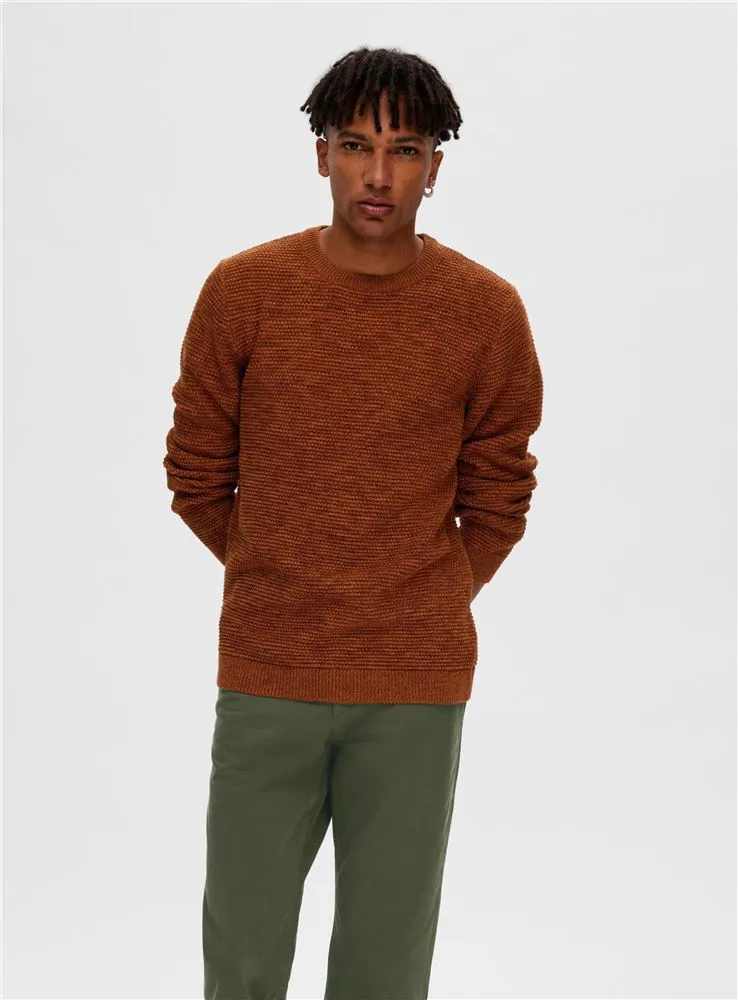 16059390 SLHVINCE LS KNIT BUBBLE CREW JERSEY