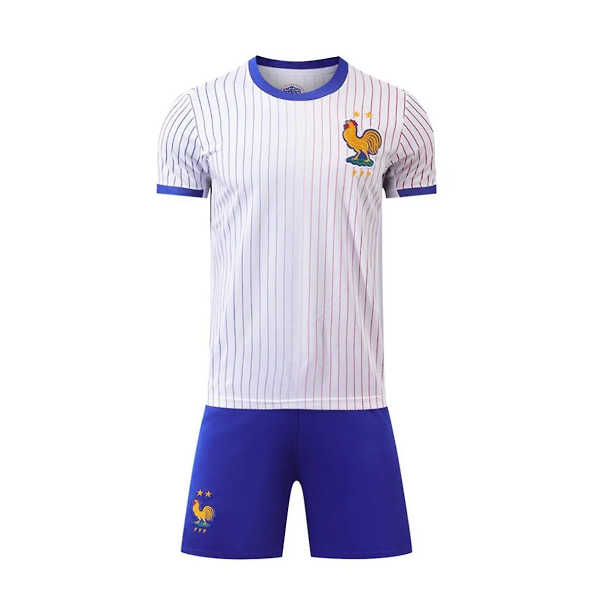 2024 Europa Ropa Deportiva Fútbol Francia Camiseta Manga Corta Pantalones Cortos Camisa Eurocopa 2024 Azul Blanco Niño 20