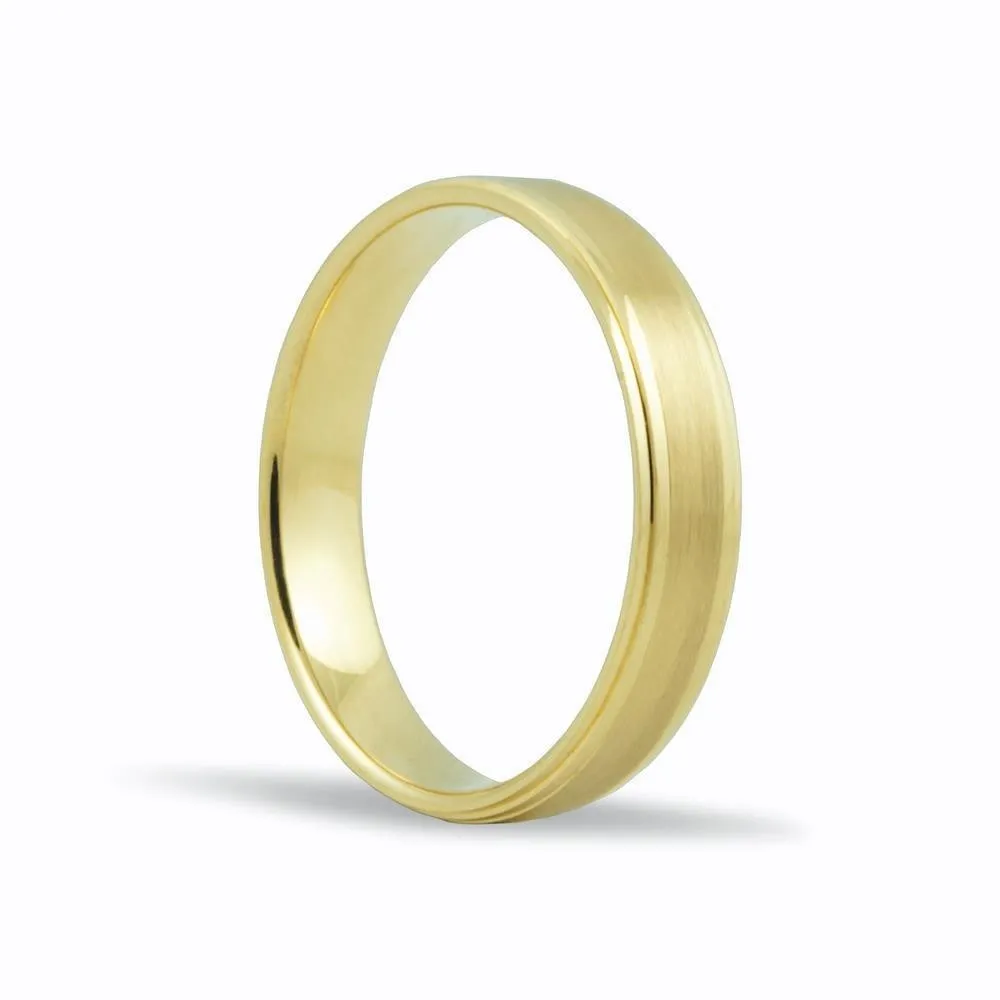 Alianza de oro 18k de 4 mm acabado mate y bordes en brillo