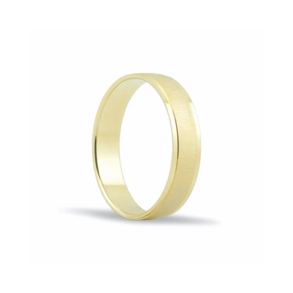 Alianza de oro 18k de 4,5 mm acabado mate y 2 bordes brillo