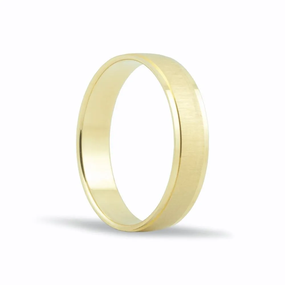 Alianza de oro 18k de 4,5 mm acabado mate y 2 bordes brillo