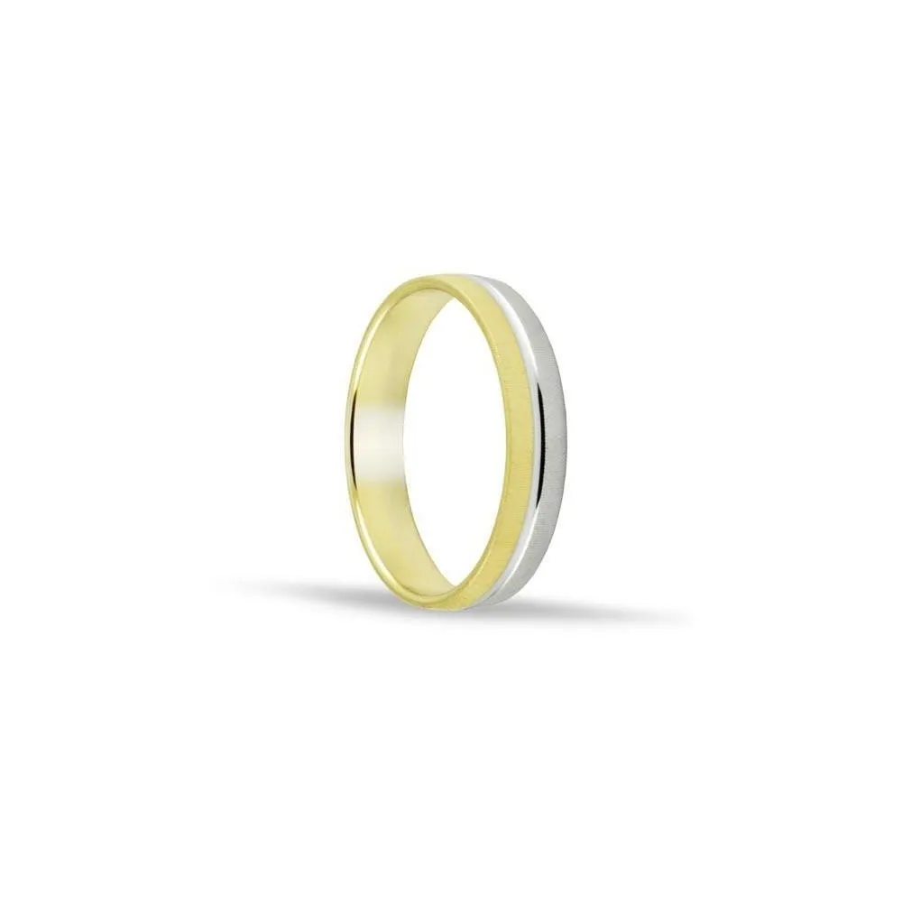 Alianza de oro bicolor 18k de 4 mm acabado mate