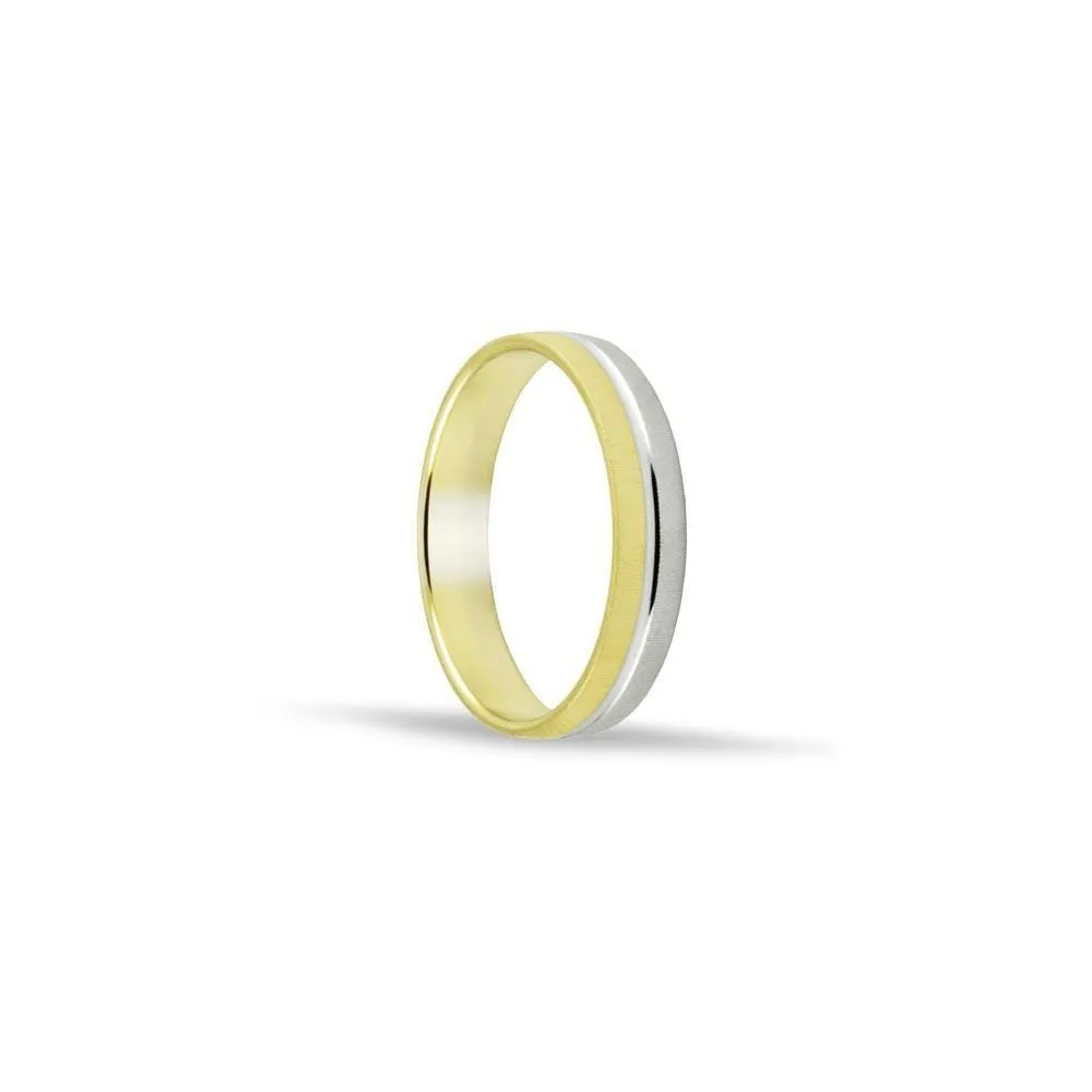 Alianza de oro bicolor 18k de 4 mm acabado mate