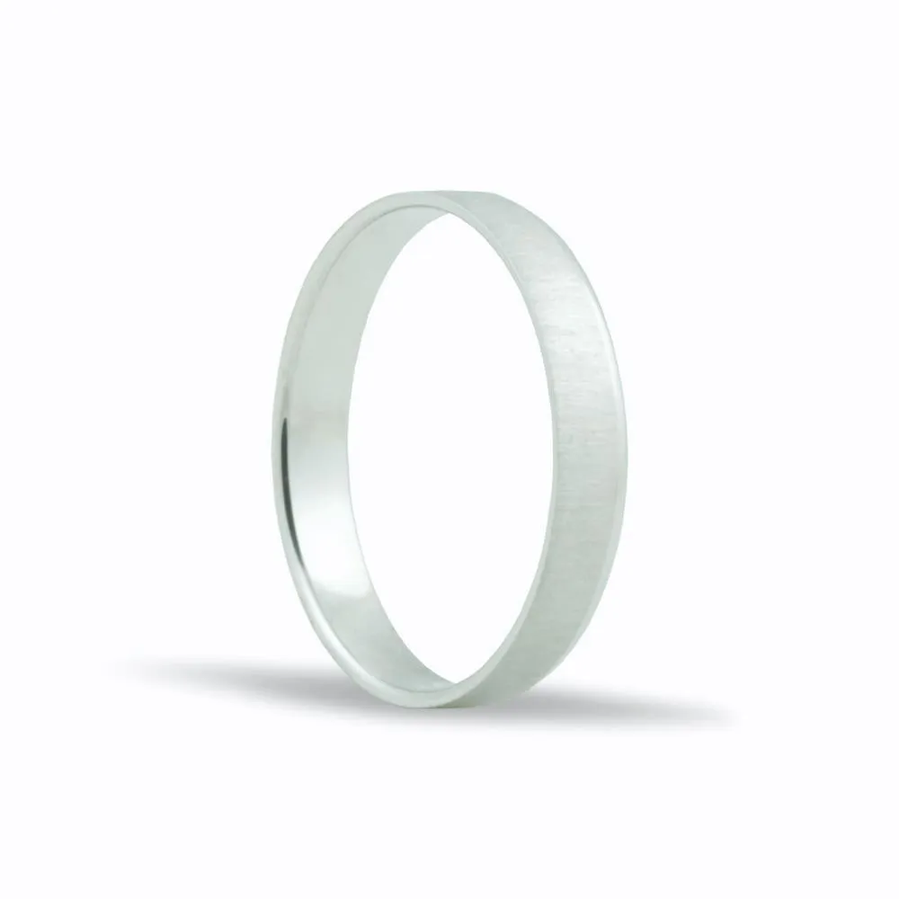 Alianza de oro blanco 18k de 3,5 mm acabado mate