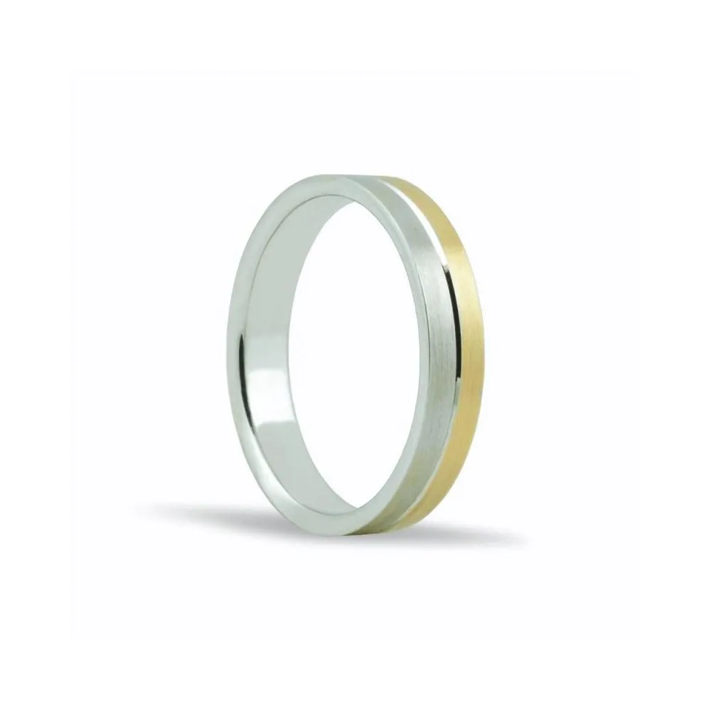 Alianza de oro blanco y amarillo 18k de 4 mm acabado mate