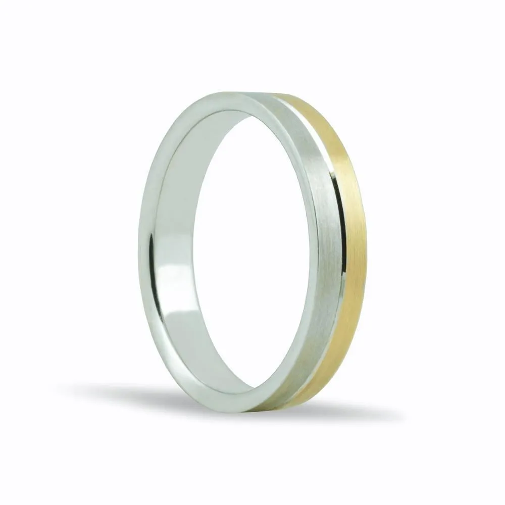 Alianza de oro blanco y amarillo 18k de 4 mm acabado mate