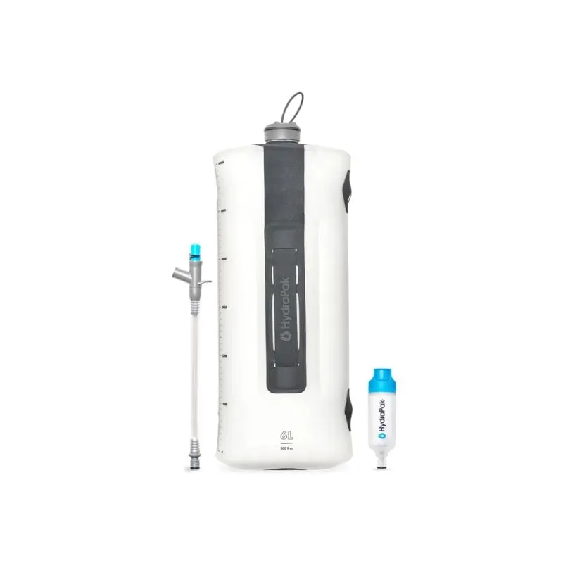 Almacenamiento flexible de agua Hydrapak SEEKER+ 6L KIT FILTRO DE GRAVEDAD (Gris)
