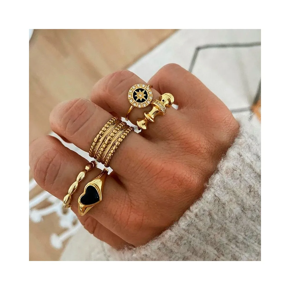 Anillo Glow Negro Oro