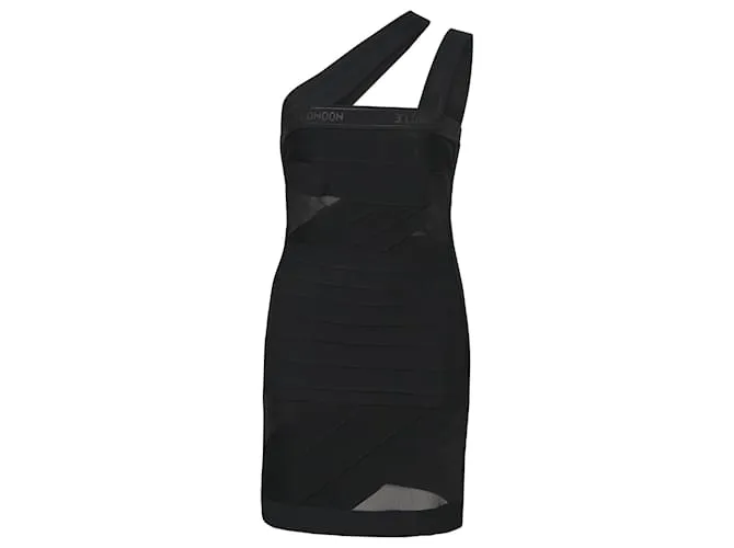 Autre Marque Vestido ajustado con un solo hombro de David Koma en nailon negro 