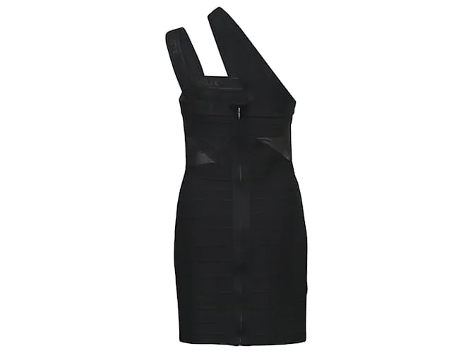 Autre Marque Vestido ajustado con un solo hombro de David Koma en nailon negro 