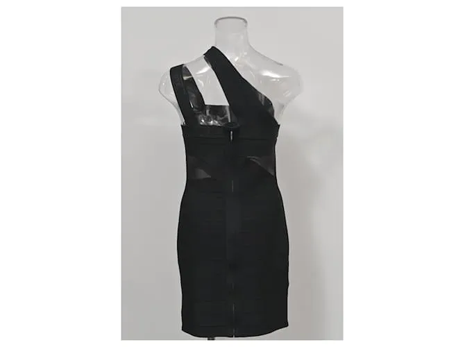 Autre Marque Vestido ajustado con un solo hombro de David Koma en nailon negro 