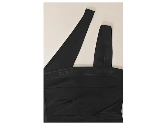 Autre Marque Vestido ajustado con un solo hombro de David Koma en nailon negro 
