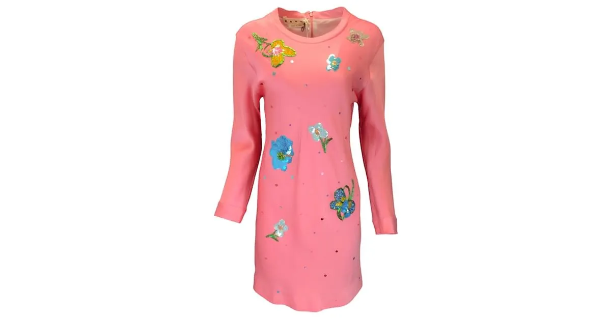 Autre Marque Vestido de satén de crepé lavado rosa caramelo de Marni 