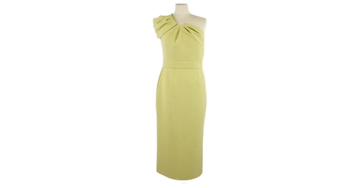 Autre Marque Vestido midi amarillo de un hombro Safiyaa 