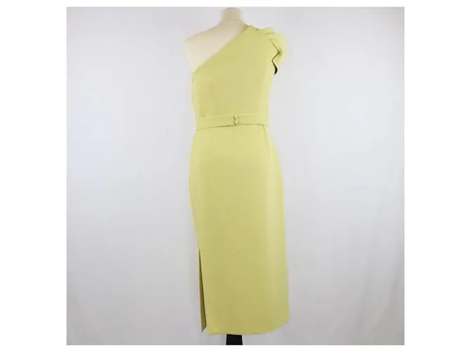 Autre Marque Vestido midi amarillo de un hombro Safiyaa 