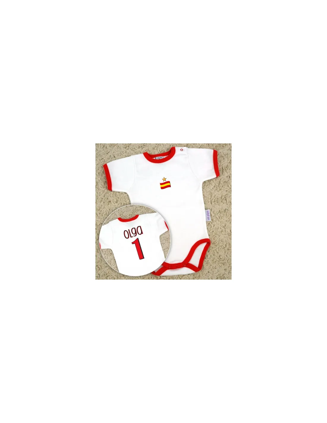 Babidu Body Ribete rojo Personalizado Nombre + Número España Mi Pipo
