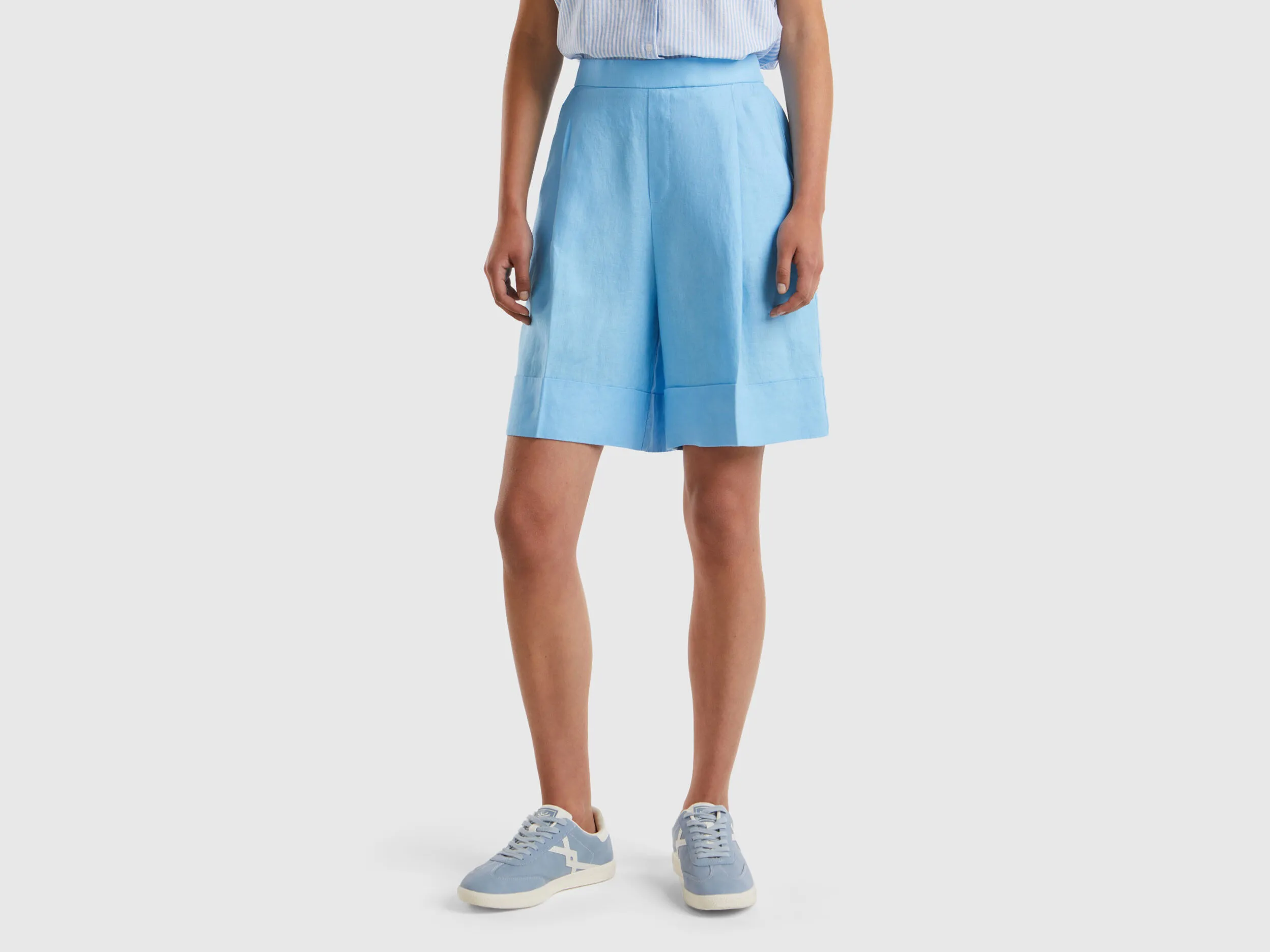 Bermudas de 100 % lino con vuelta