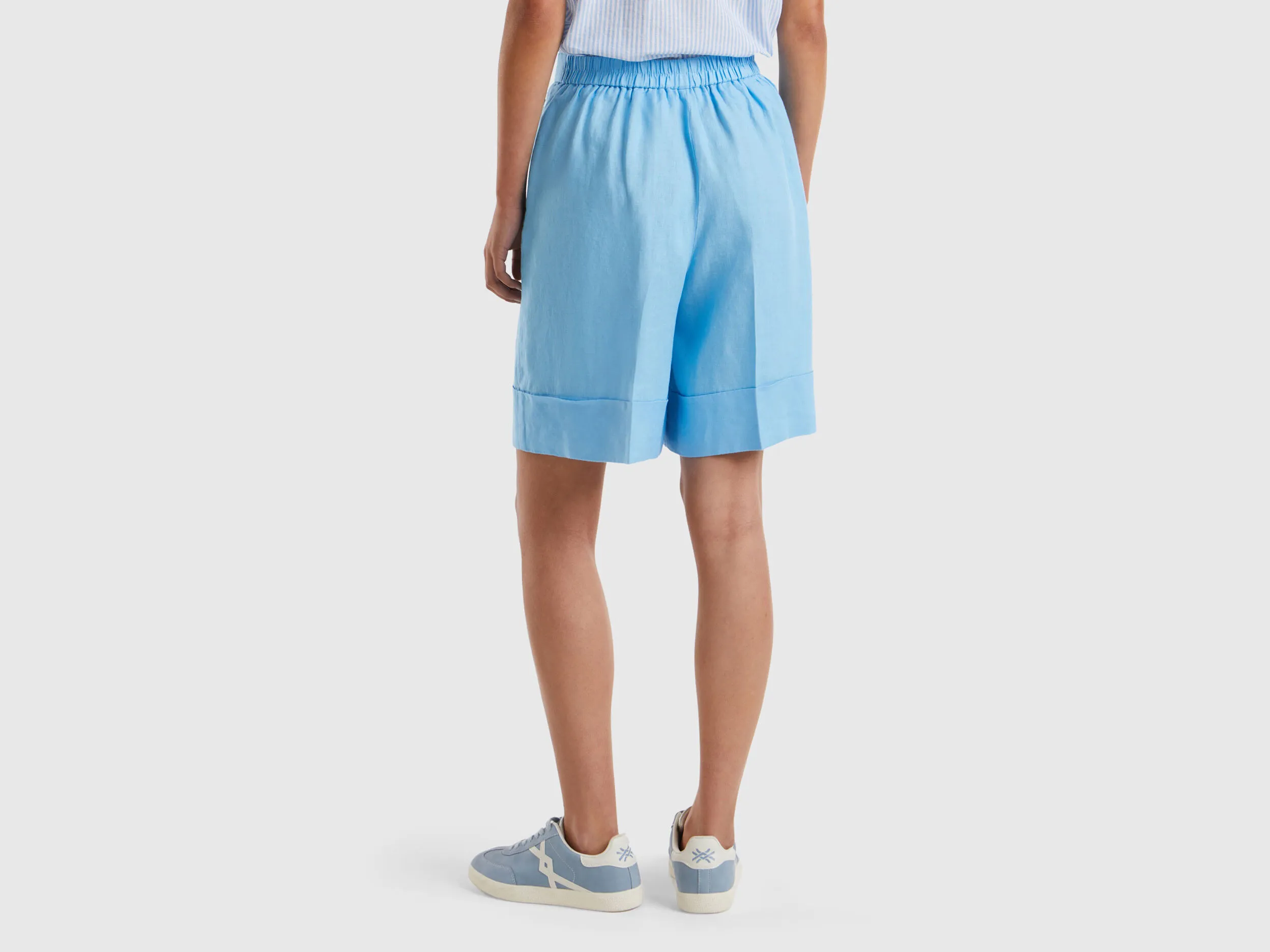Bermudas de 100 % lino con vuelta