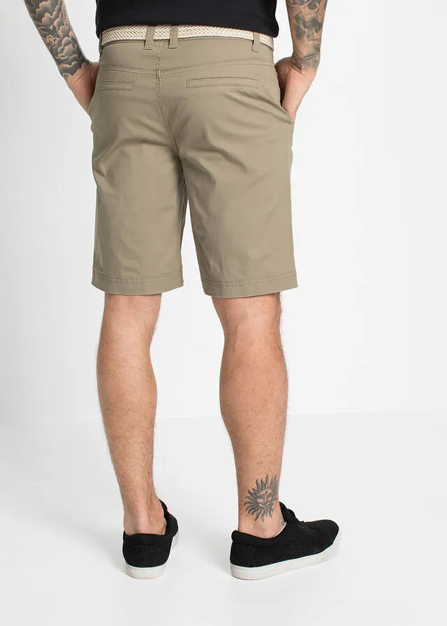 Bermudas estilo chino elásticas, con cinturón, regular fit Caqui nuevo