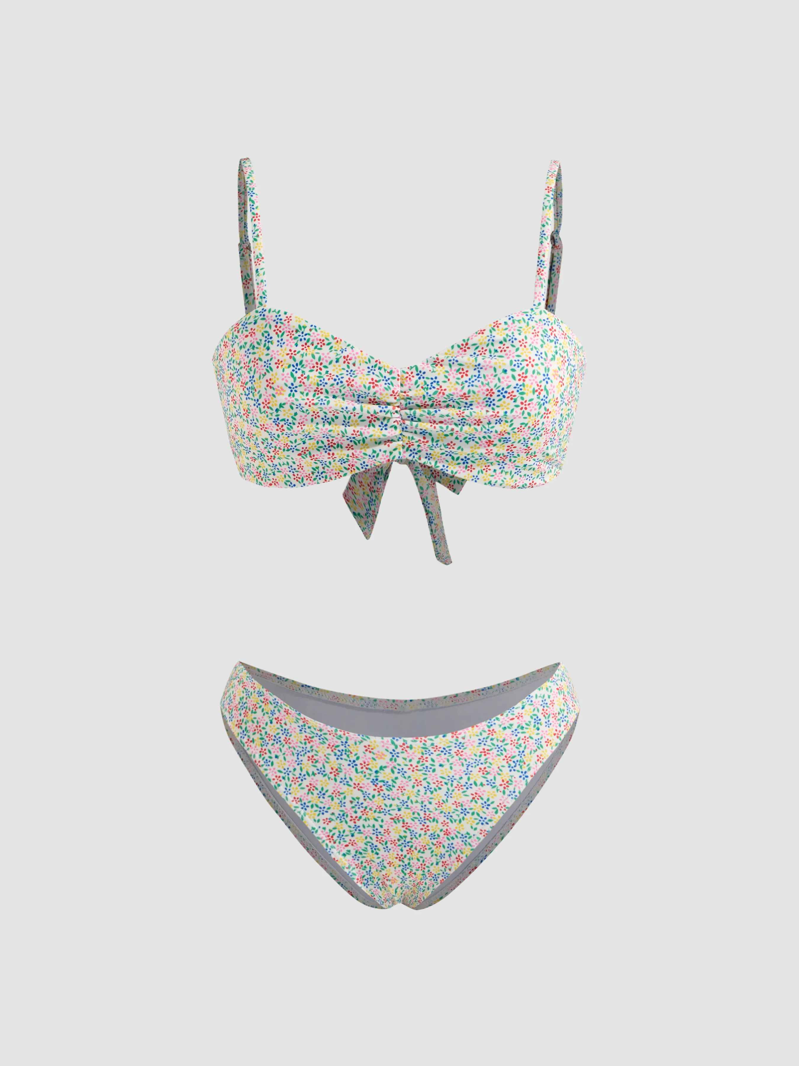 Bikini Atrevido con Nudo Floral de Escote en V y Pulsera