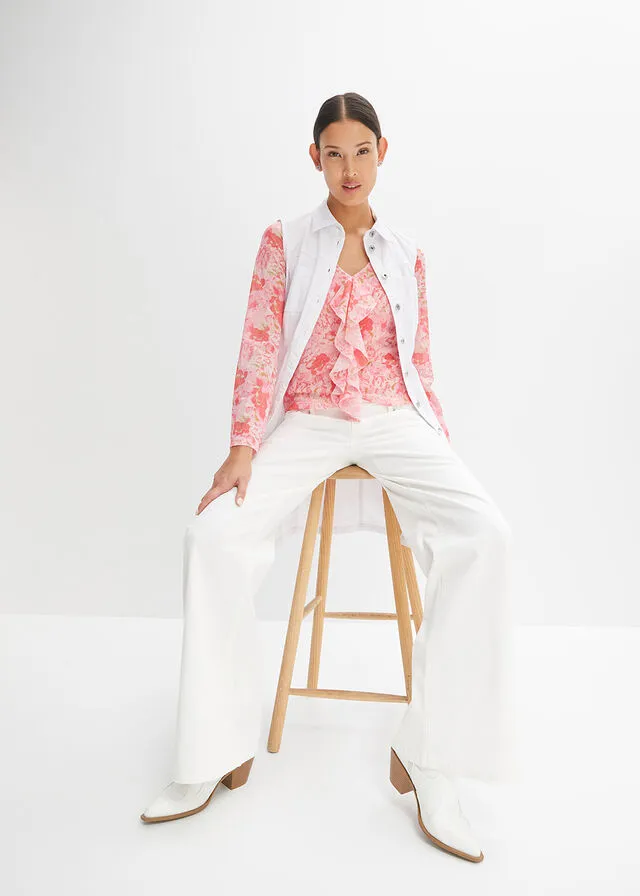 Blusa rosa pálido con flores