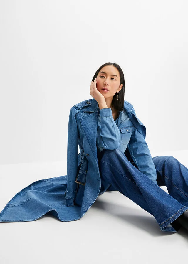 Blusa vaquera con cierres a presión azul provenzal