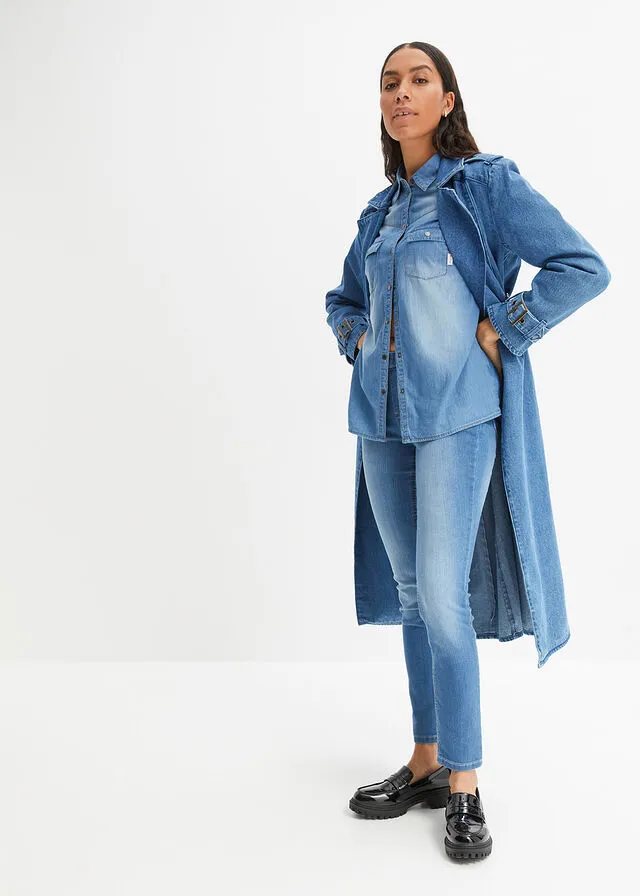 Blusa vaquera con cierres a presión azul provenzal