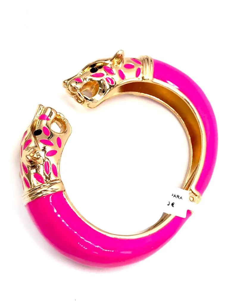 BONITAS PULSERAS PARA MUJER FUCSIAS CON DOBLE CABEZA FELINA