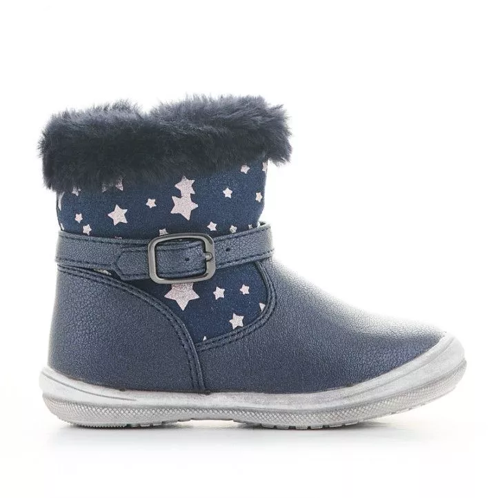 Botines azules con estrellas y pelo en la caña