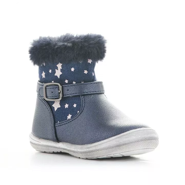 Botines azules con estrellas y pelo en la caña