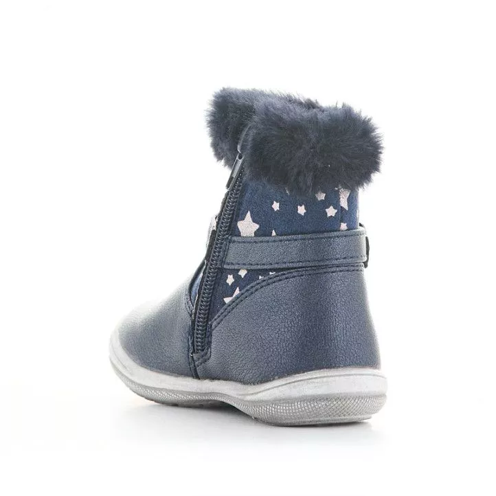Botines azules con estrellas y pelo en la caña