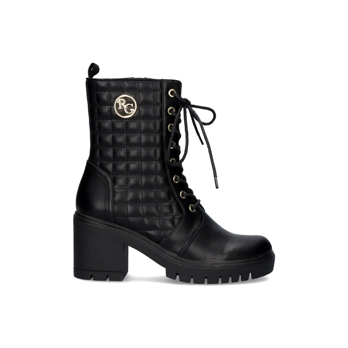 BOTÍN ESTILO MILITAR CON TACÓN RITA635 EN NEGRO