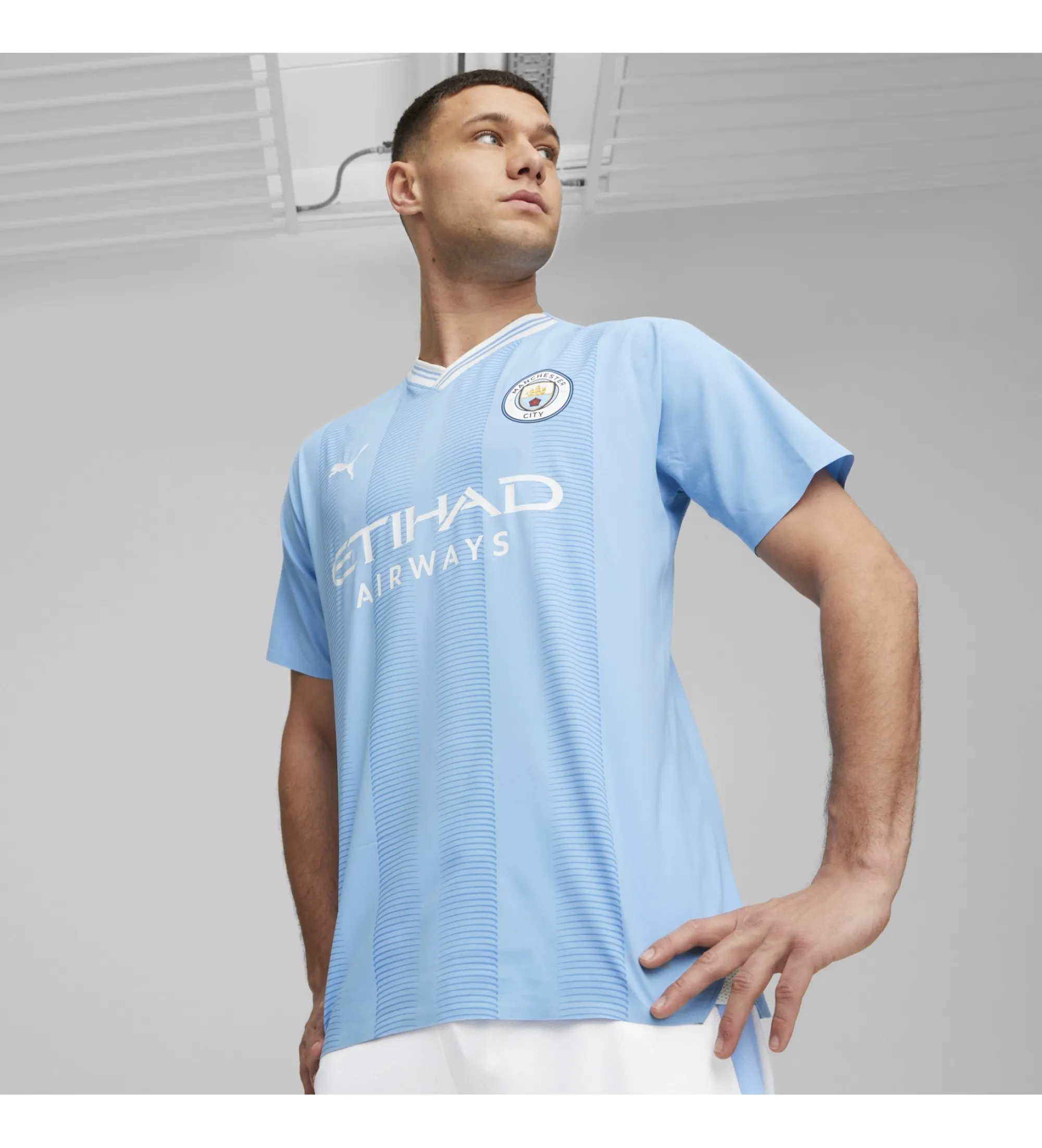 Camiseta auténtica Manchester City local 23/24 azul