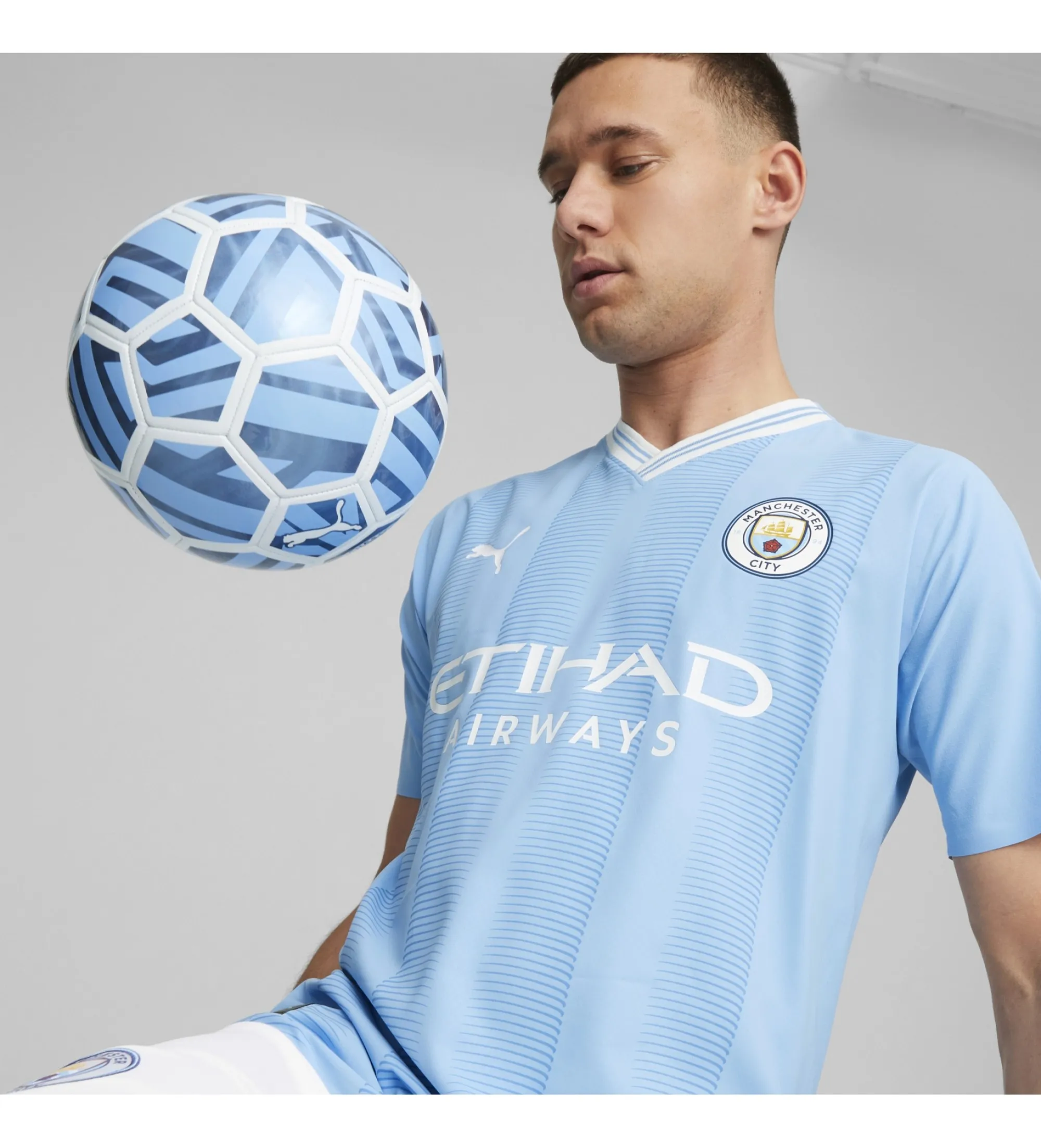 Camiseta auténtica Manchester City local 23/24 azul
