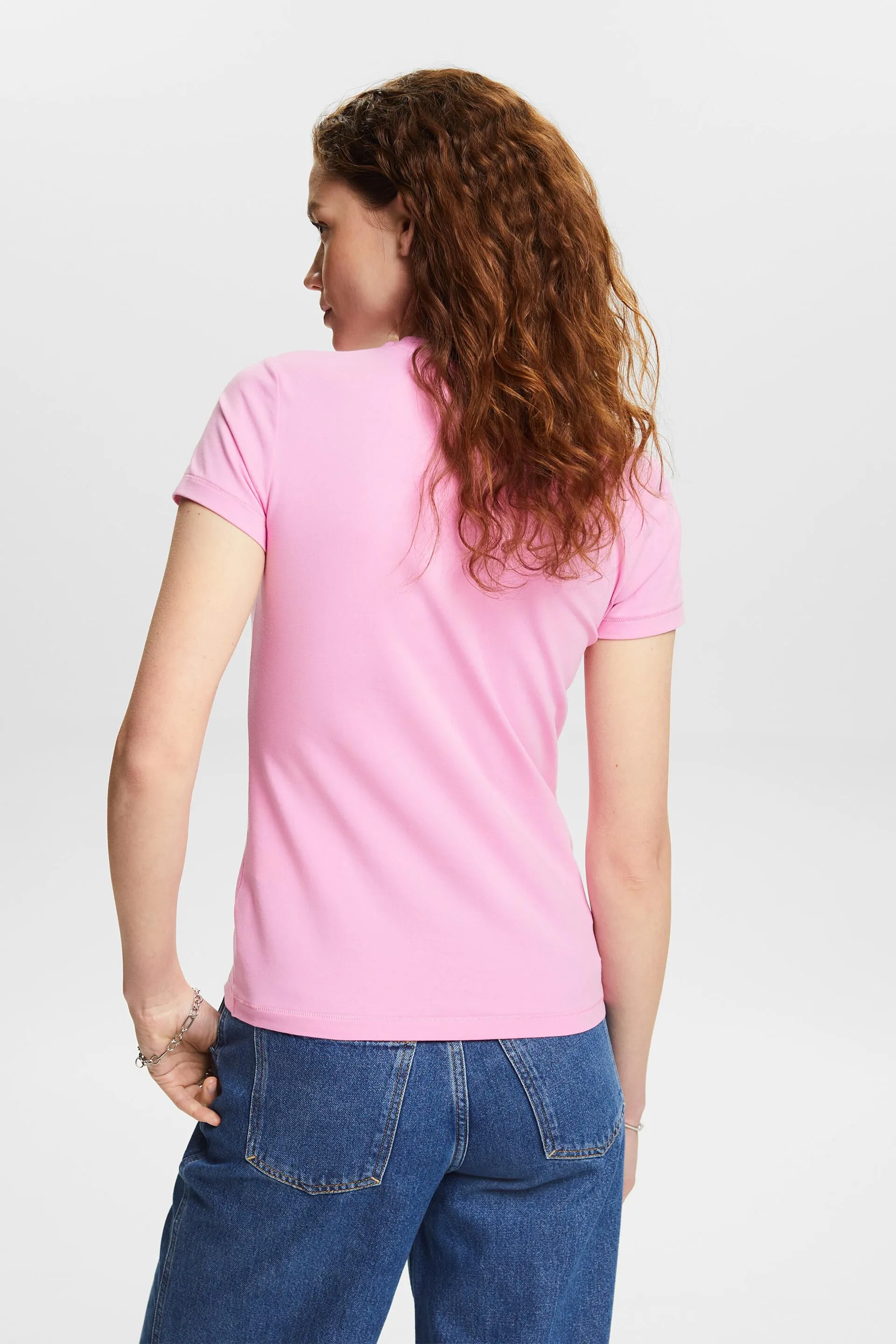 Camiseta de tejido jersey con cuello en pico