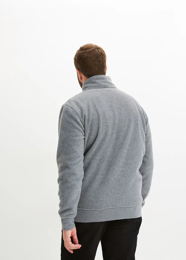 Camiseta de tejido polar con cuello alto Gris jaspeado
