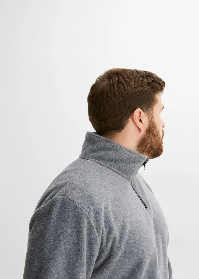 Camiseta de tejido polar con cuello alto Gris jaspeado