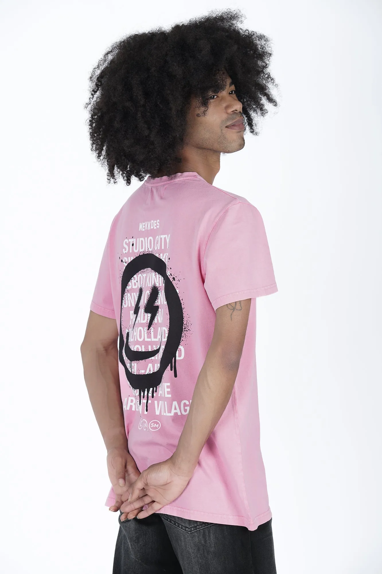 Camiseta HE rosa lavado L.A. smiley