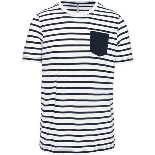 Camiseta Marinero a rayas con bolsillo manga corta