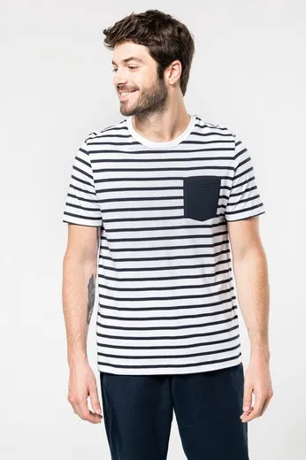 Camiseta Marinero a rayas con bolsillo manga corta