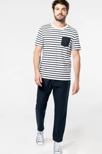 Camiseta Marinero a rayas con bolsillo manga corta