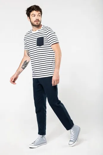 Camiseta Marinero a rayas con bolsillo manga corta