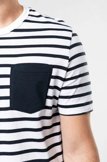 Camiseta Marinero a rayas con bolsillo manga corta