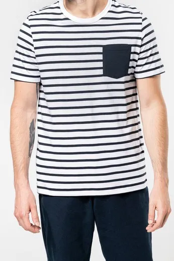 Camiseta Marinero a rayas con bolsillo manga corta