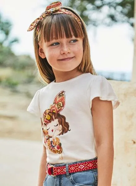 Camiseta Mayoral Con Banda Blanco Para Niña