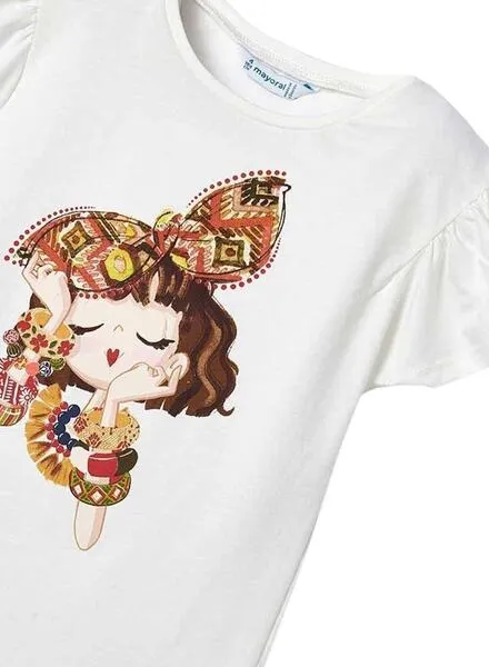 Camiseta Mayoral Con Banda Blanco Para Niña