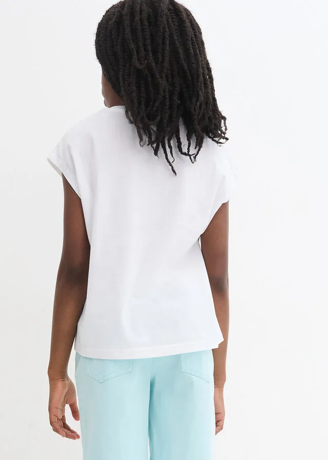 Camiseta para niñas de algodón orgánico Blanco