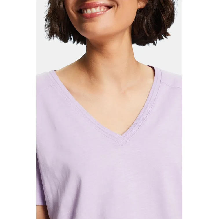 CAMISETA TEJIDO JERSEY CON CUELLO PICO MUJER ESPRIT